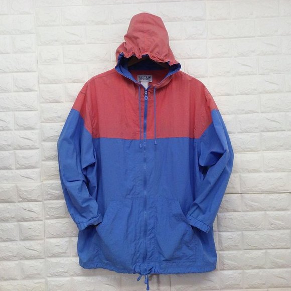 80s Jantzen Color Block Jacket Sz-1X Pockets Hood - Picture 1 of 10